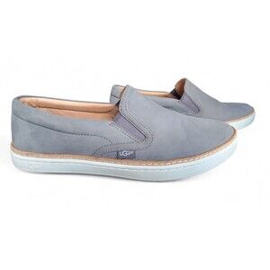 Ugg Soleda Slip On Sneaker Leather Shoes Women's 8.5 Gray Skate Casual Preppy
